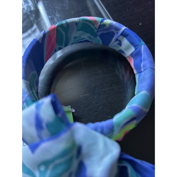 Lilly Pulitzer Fabric Wrapped Bow Bangle Bennet Blue Celestial Seas One Size NWT - Picture 2 of 10